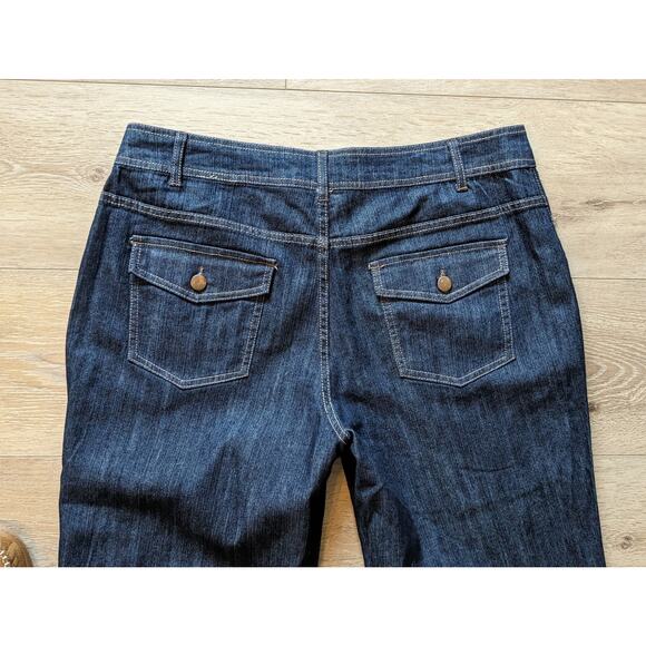 Bill Blass Jeans High Rise Wide Leg Dark Denim Y2K Contrast Stitching Size 14 - Picture 6 of 10